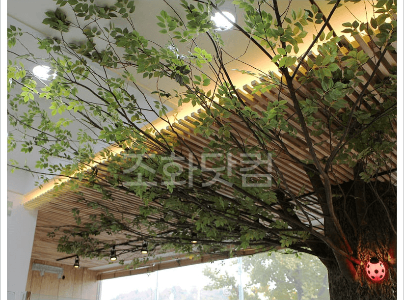 창원 키즈카페 마산점 — 가지 사이로 보이는 무당벌레